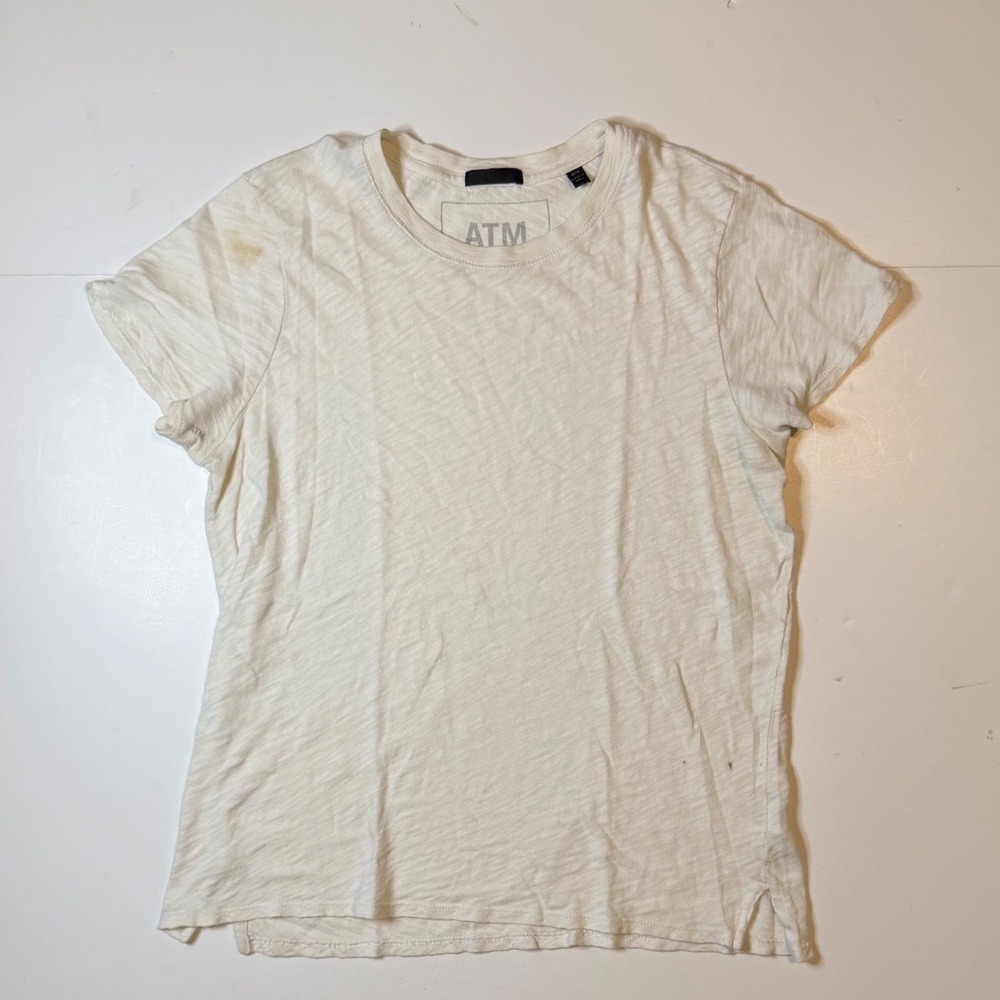 ATM Anthony Thomas Melillo T-Shirt Womens Medium Off White Cotton Slub Crewneck